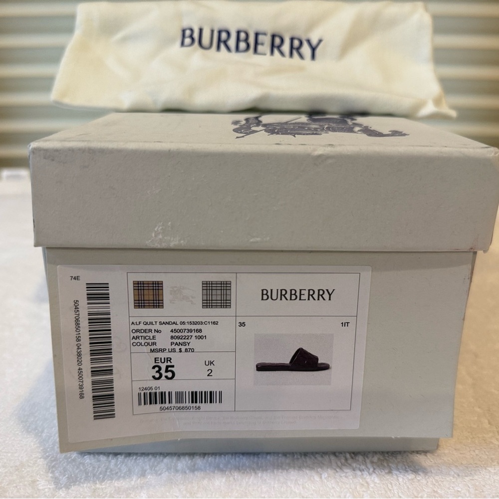 Burberry Quilted Slides in Rich Purple - Picture 5 of 5